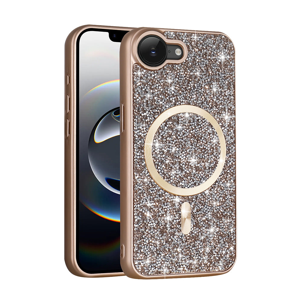 Apple iPhone 16E Case Diamond Design M-Safe Charging Feature Zore Mosaic Silicone Cover Black