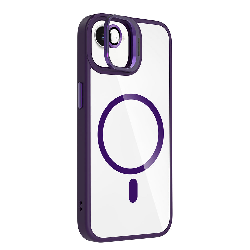 Apple iPhone 16E Case with Stand and Camera Lens Gift, M-Safe Charging Feature, Zore Etro Cover Gray 