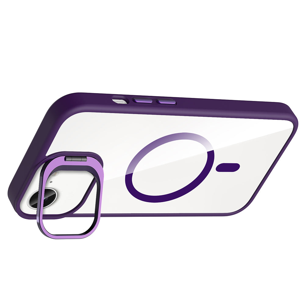 Apple iPhone 16E Case with Stand and Camera Lens Gift Zore Etro Cover Black with M-Safe Charging Function 