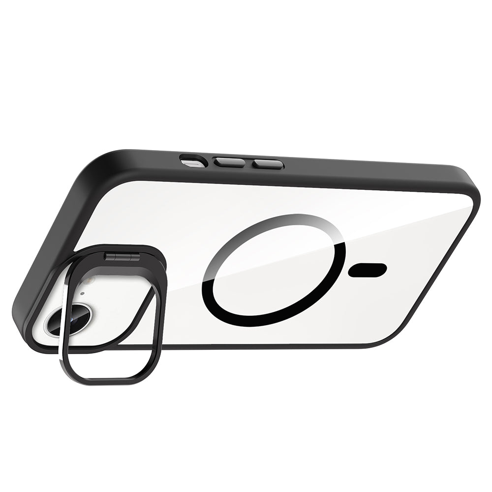 Apple iPhone 16E Case with Stand and Camera Lens Gift Zore Etro Cover Black with M-Safe Charging Function 