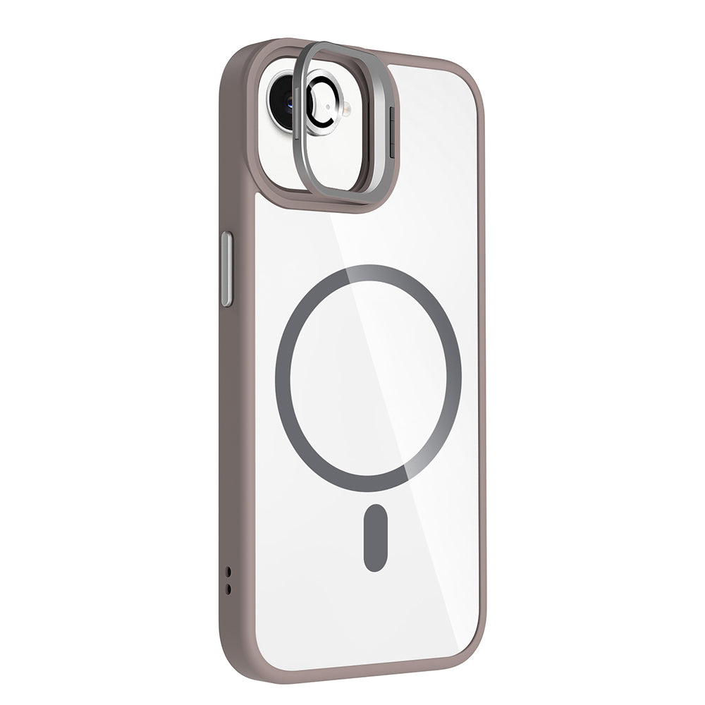 Apple iPhone 16E Case with Stand and Camera Lens Gift Zore Etro Cover Black with M-Safe Charging Function 