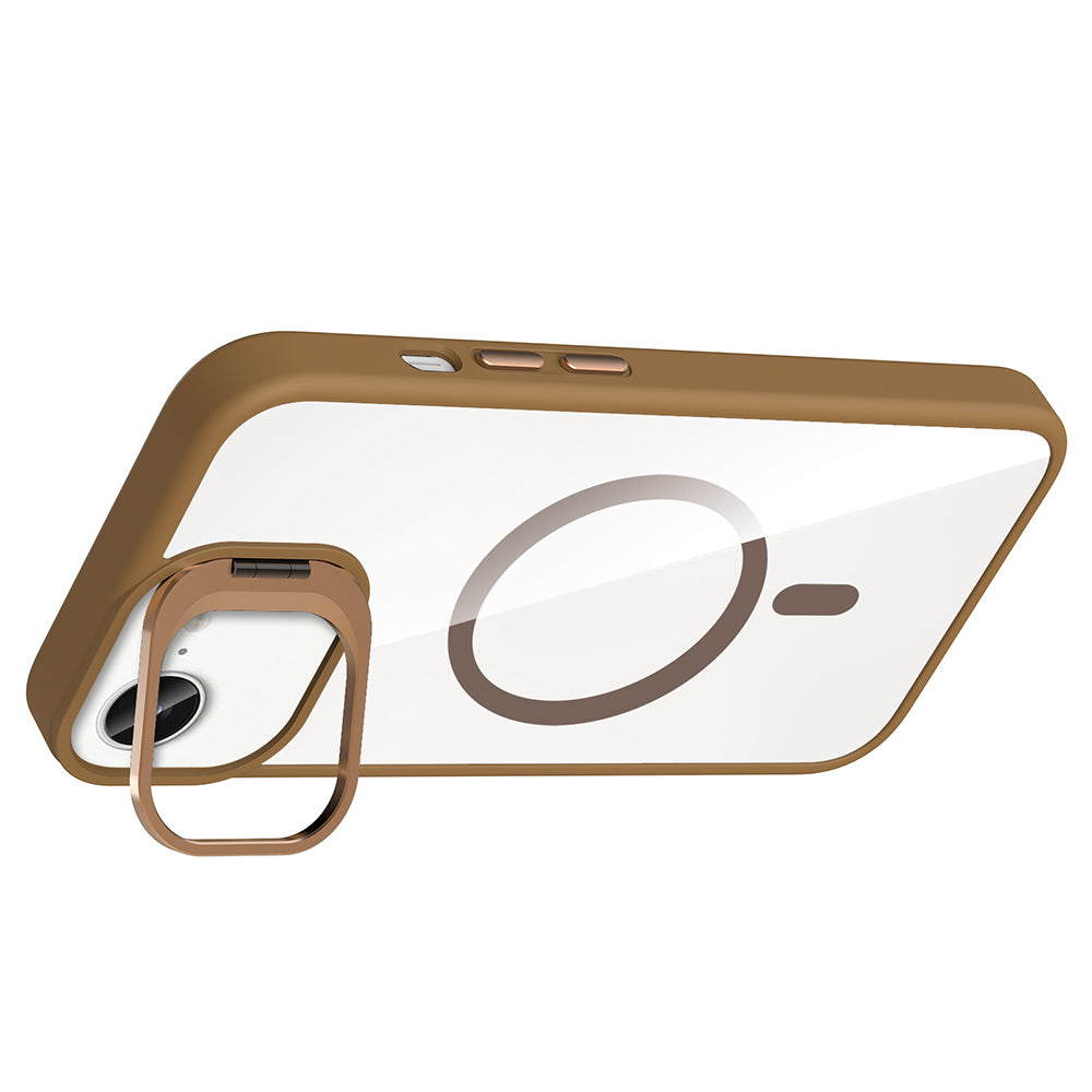 Apple iPhone 16E Case with Stand and Camera Lens Gift Zore Etro Cover Black with M-Safe Charging Function 