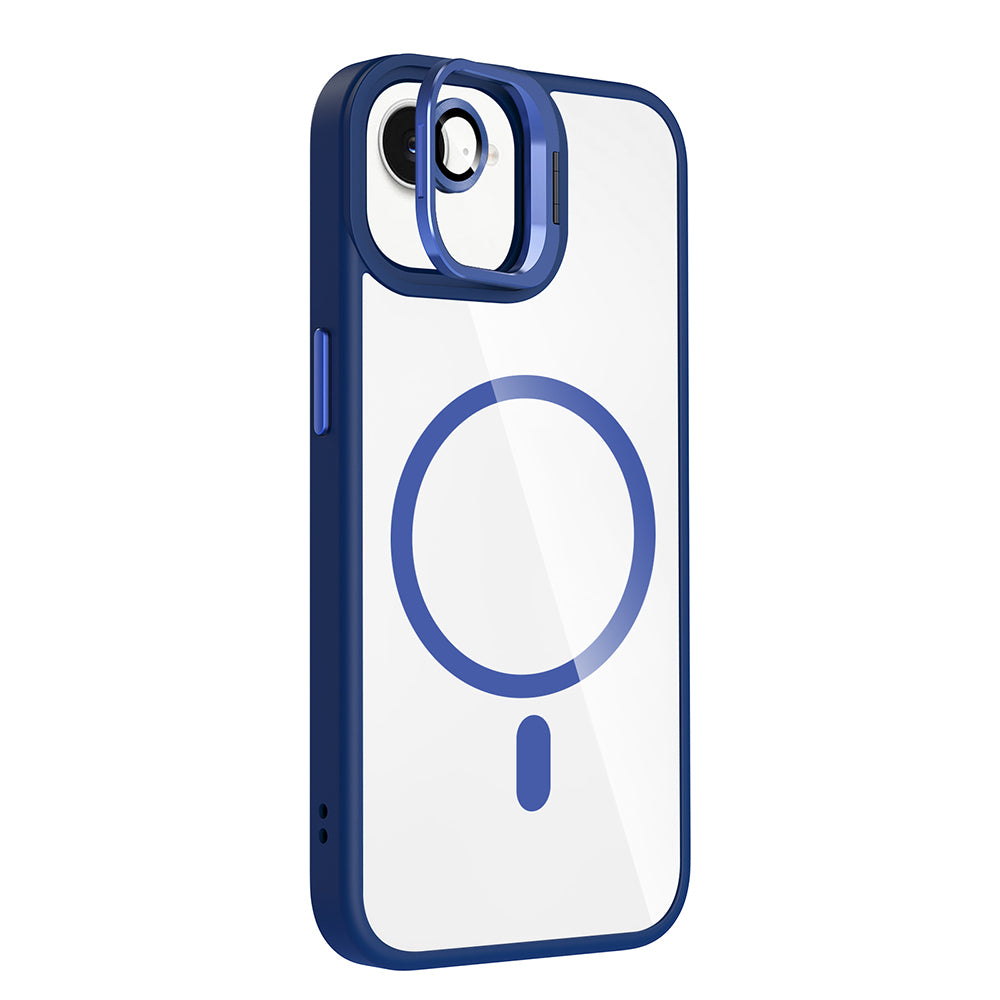 Apple iPhone 16E Case with Stand and Camera Lens Gift, M-Safe Charging Feature, Zore Etro Cover Gray 