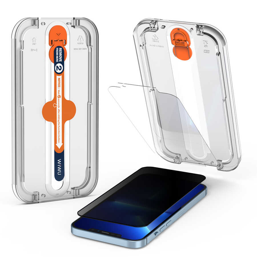 Apple iPhone 16E Wiwu Easy Install iPrivacy Tempered Screen Protector Black 