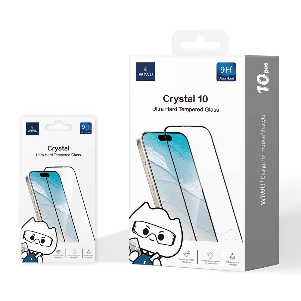 Apple iPhone 16E Wiwu GT-008 Polymer Oleophobic Coating Transparent Smooth Tempered Glass Screen Protector 10-Pack Black 