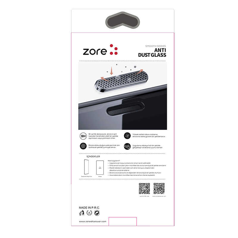 Apple iPhone 16E Zore Anti-Dust Tempered Screen Protector Black