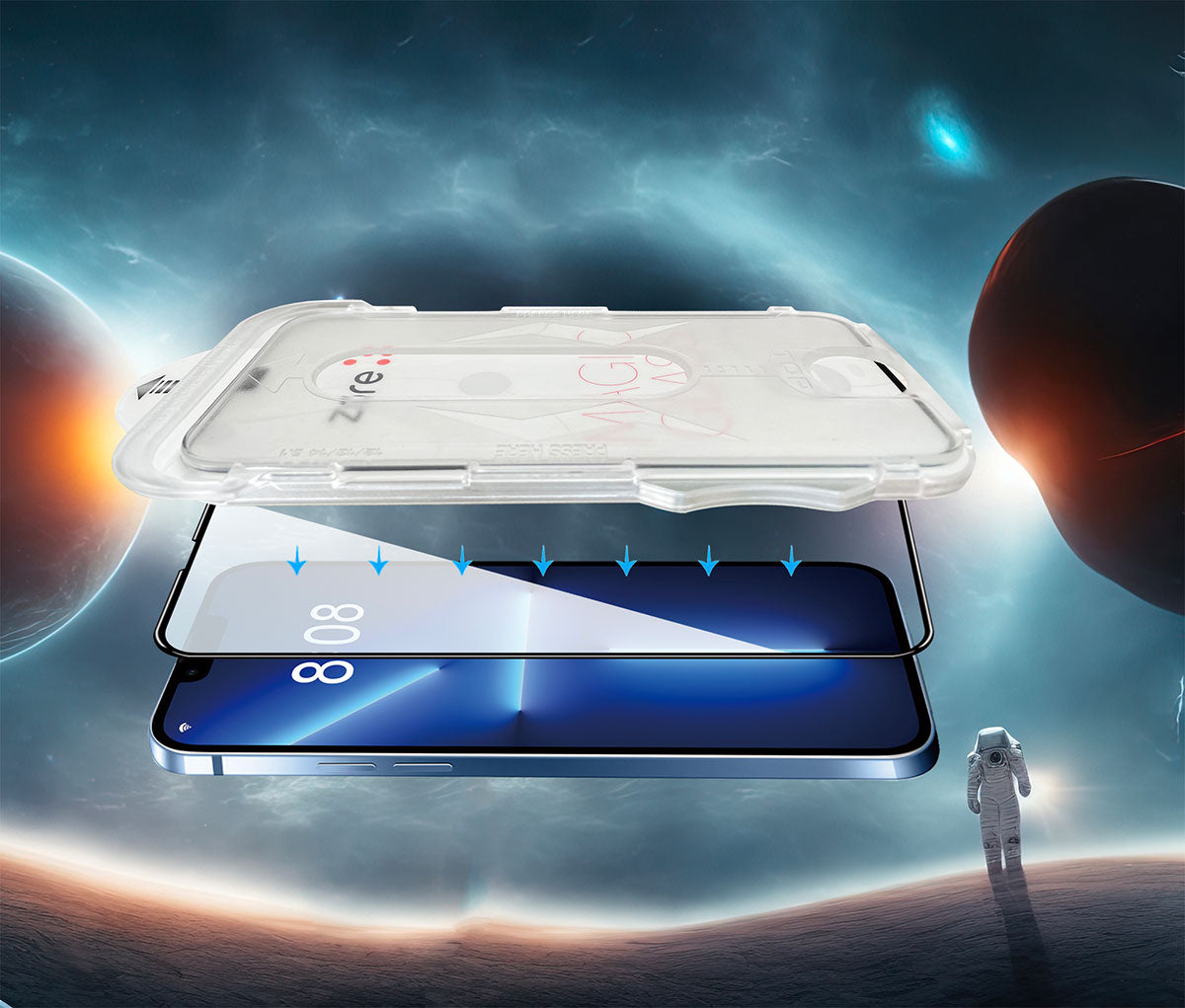 Apple iPhone 16E Zore Easy Application Tool 5D Magic Glass Screen Protector Black