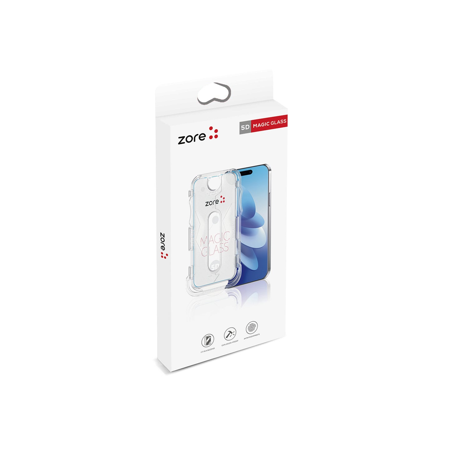 Apple iPhone 16E Zore Easy Application Tool 5D Magic Glass Screen Protector Black