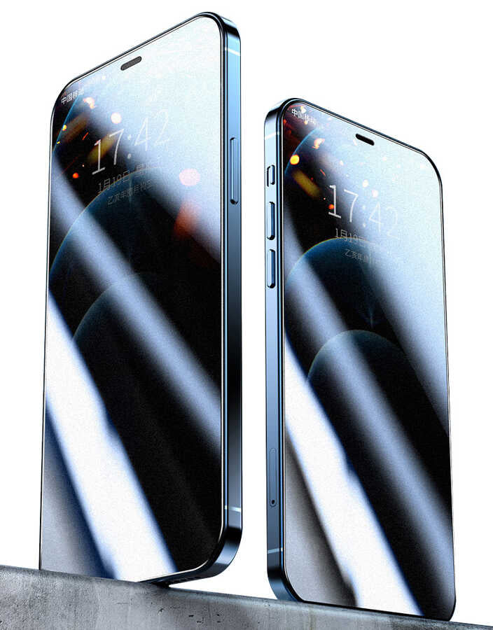 Apple iPhone 16E Zore Rika Premium Privacy Tempered Glass Screen Protector Black 