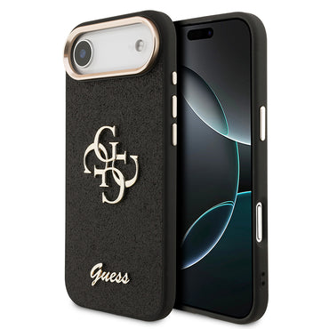 Apple iPhone 17 Air Kılıf Guess Orjinal Lisanslı 4G Büyük Metal Kamera Çerçeveli ve Logolu Glitter Kapak Gri