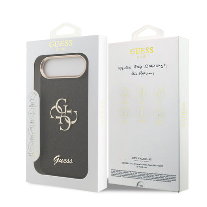 Apple iPhone 17 Air Kılıf Guess Orjinal Lisanslı 4G Büyük Metal Kamera Çerçeveli ve Logolu Glitter Kapak Siyah