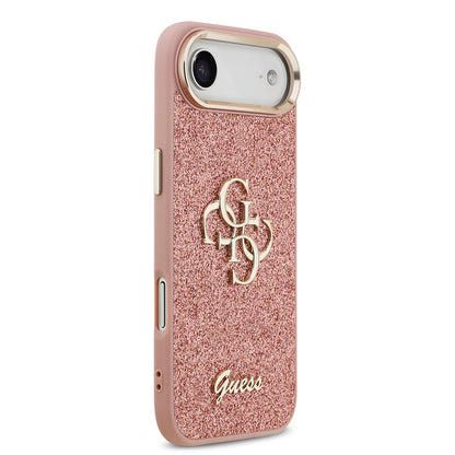 Apple iPhone 17 Air Kılıf Guess Orjinal Lisanslı 4G Büyük Metal Kamera Çerçeveli ve Logolu Glitter Kapak Siyah