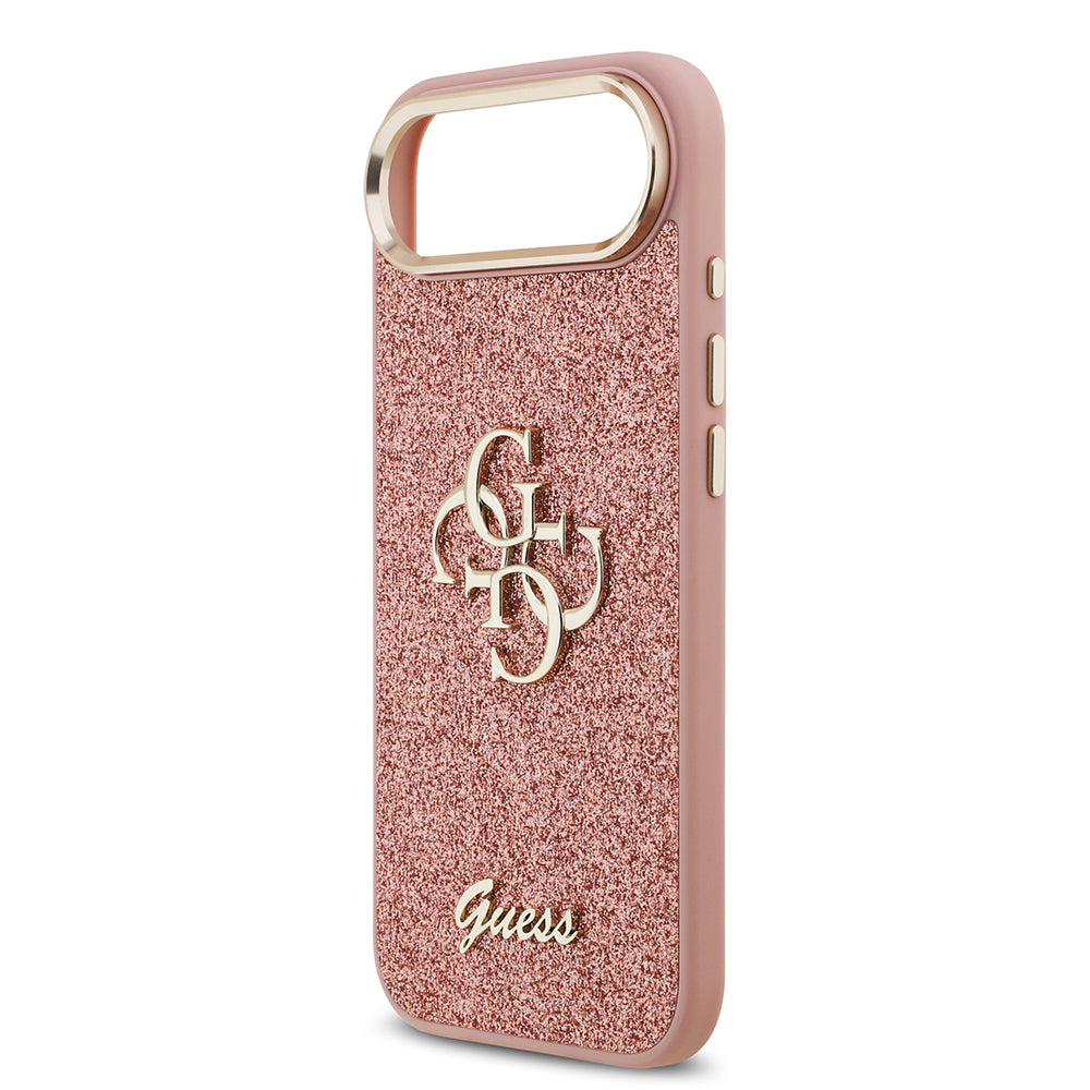 Apple iPhone 17 Air Kılıf Guess Orjinal Lisanslı 4G Büyük Metal Kamera Çerçeveli ve Logolu Glitter Kapak Siyah