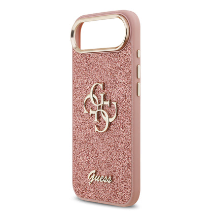 Apple iPhone 17 Air Kılıf Guess Orjinal Lisanslı 4G Büyük Metal Kamera Çerçeveli ve Logolu Glitter Kapak Siyah