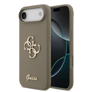 Apple iPhone 17 Air Kılıf Guess Orjinal Lisanslı Grained Yazı Logolu Kapak Kahverengi