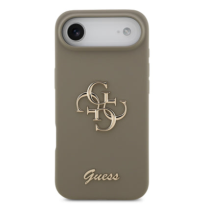 Apple iPhone 17 Air Kılıf Guess Orjinal Lisanslı Grained Yazı Logolu Kapak Kahverengi