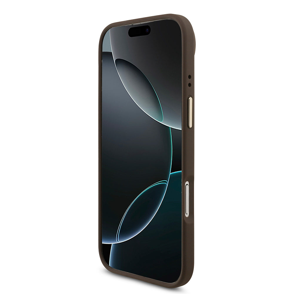 Apple iPhone 17 Air Kılıf Guess Orjinal Lisanslı M-safe Şarj Özellikli Gold Metal Kamera Çerçeveli Taşlı 4G Logolu Kapak Siyah