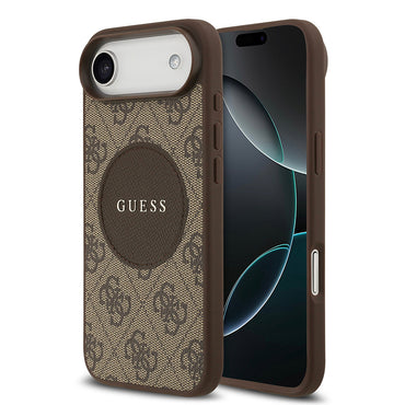 Apple iPhone 17 Air Kılıf Guess Orjinal Lisanslı M-safe Şarj Özellikli Yazı Logolu Circle Classic Kapak  Pembe