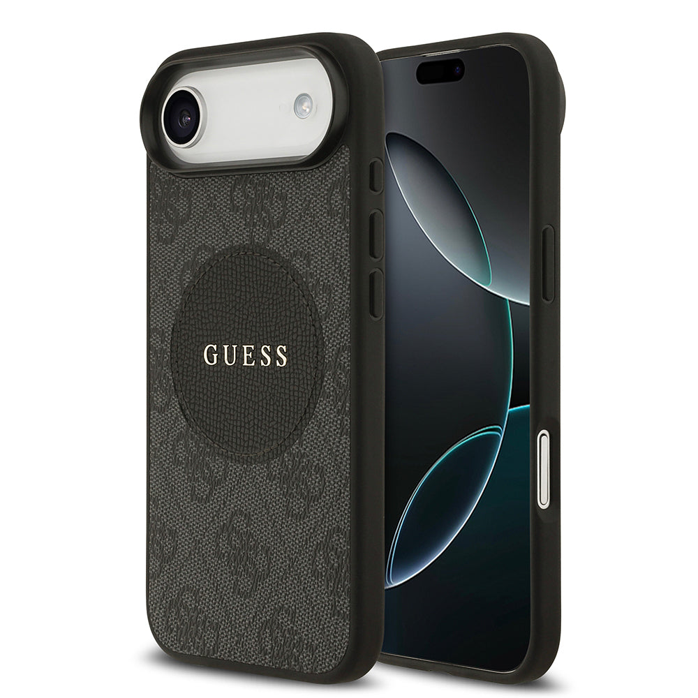 Apple iPhone 17 Air Kılıf Guess Orjinal Lisanslı M-safe Şarj Özellikli Yazı Logolu Circle Classic Kapak  Siyah