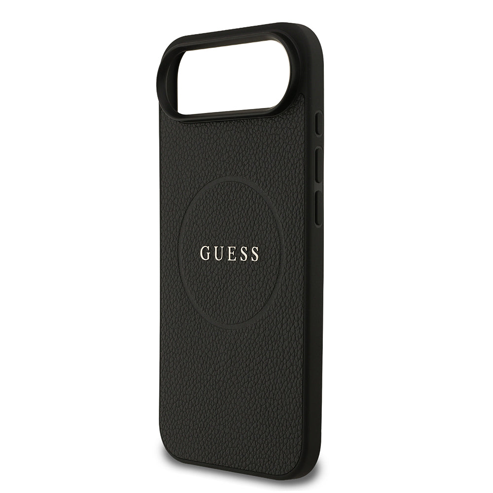 Apple iPhone 17 Air Kılıf Guess Orjinal Lisanslı M-safe Şarj Özellikli Yazı Logolu PU Deri Kapak Siyah