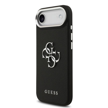 Apple iPhone 17 Air Kılıf Guess Orjinal Lisanslı PU Deri 4G Büyük Metal Logo Dizaynlı Kapak Siyah
