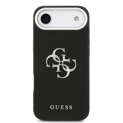 Apple iPhone 17 Air Kılıf Guess Orjinal Lisanslı PU Deri 4G Büyük Metal Logo Dizaynlı Kapak Siyah