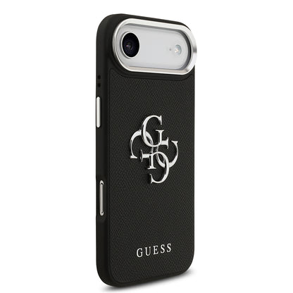 Apple iPhone 17 Air Kılıf Guess Orjinal Lisanslı PU Deri 4G Büyük Metal Logo Dizaynlı Kapak Siyah