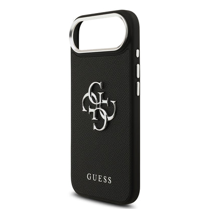 Apple iPhone 17 Air Kılıf Guess Orjinal Lisanslı PU Deri 4G Büyük Metal Logo Dizaynlı Kapak Siyah
