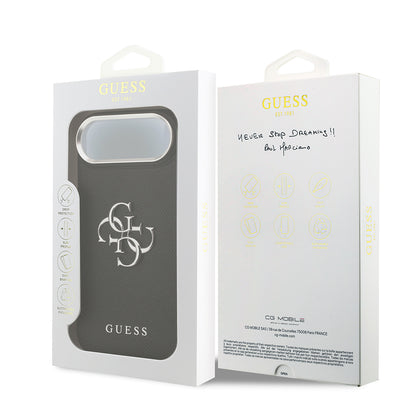 Apple iPhone 17 Air Kılıf Guess Orjinal Lisanslı PU Deri 4G Büyük Metal Logo Dizaynlı Kapak Siyah