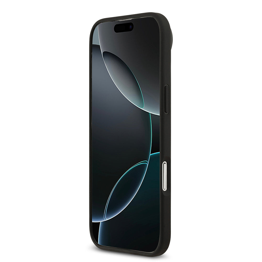 Apple iPhone 17 Air Kılıf Guess Orjinal Lisanslı PU Deri 4G Desenli Üçgen Logolu Kapak Siyah