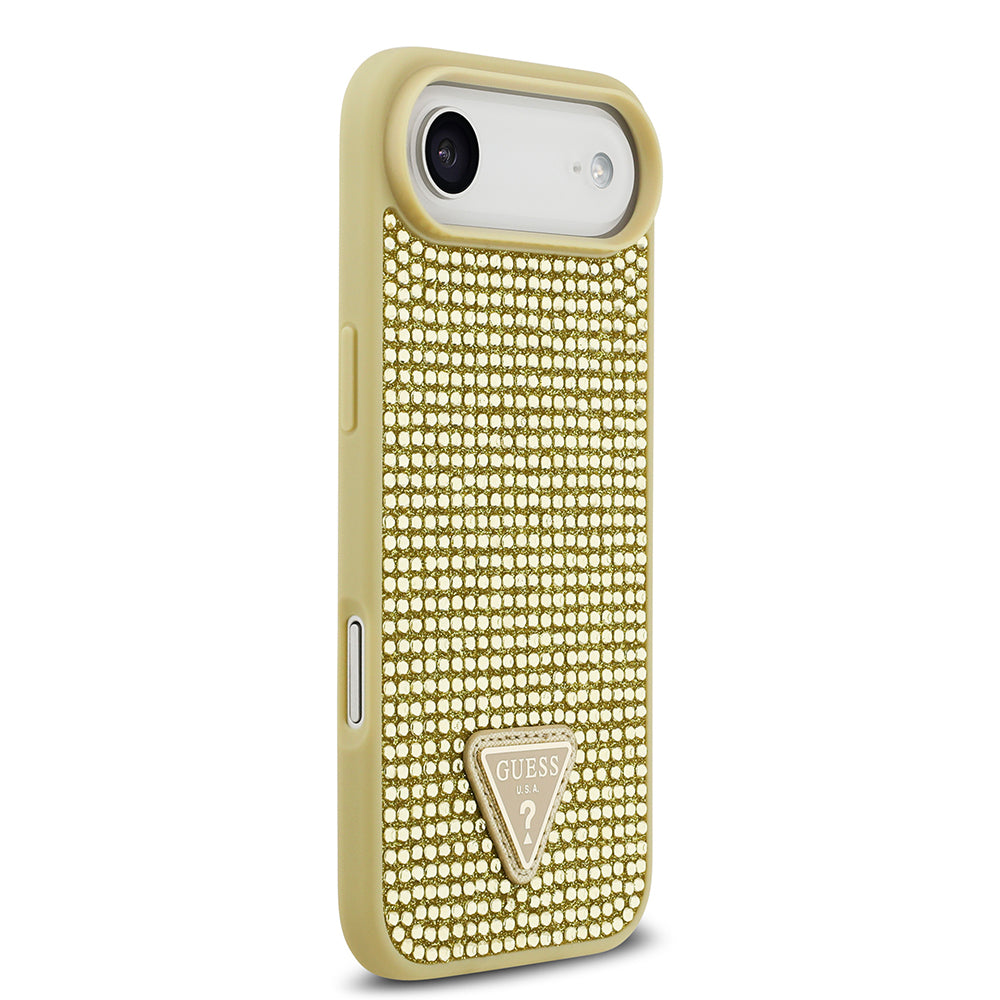 Apple iPhone 17 Air Kılıf Guess Orjinal Lisanslı Taşlı Arka Yüzey Üçgen Logolu Kapak Gümüş