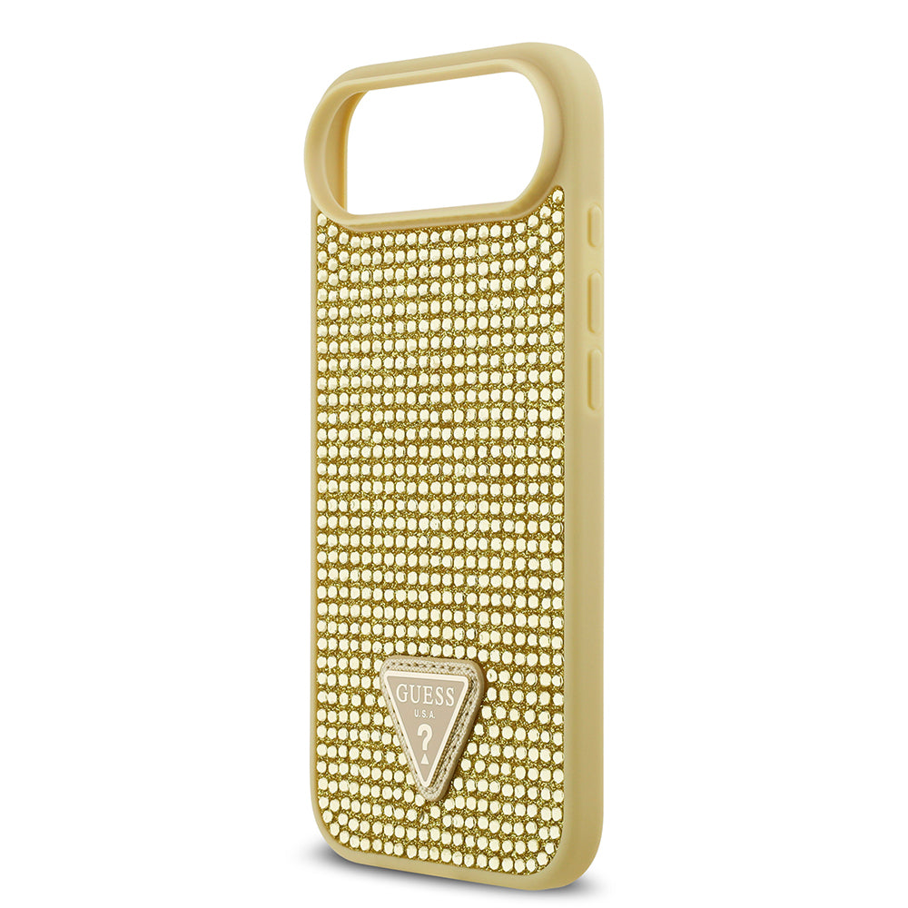 Apple iPhone 17 Air Kılıf Guess Orjinal Lisanslı Taşlı Arka Yüzey Üçgen Logolu Kapak Gümüş