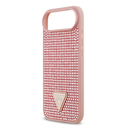 Apple iPhone 17 Air Kılıf Guess Orjinal Lisanslı Taşlı Arka Yüzey Üçgen Logolu Kapak Pembe