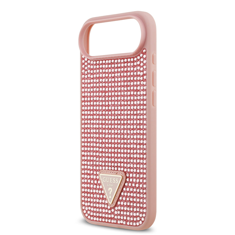 Apple iPhone 17 Air Kılıf Guess Orjinal Lisanslı Taşlı Arka Yüzey Üçgen Logolu Kapak Gümüş