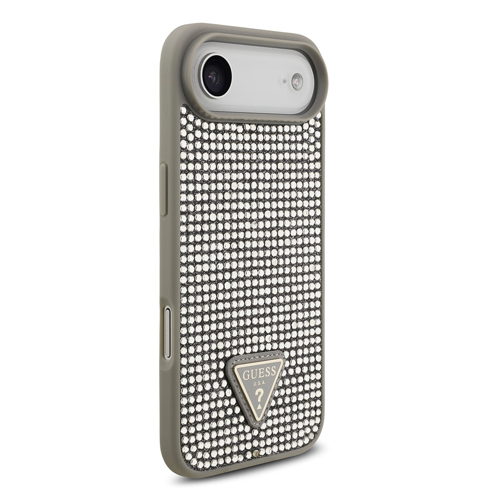 Apple iPhone 17 Air Kılıf Guess Orjinal Lisanslı Taşlı Arka Yüzey Üçgen Logolu Kapak Pembe