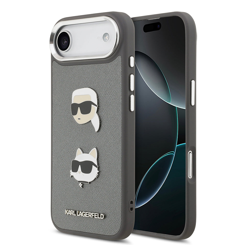 Apple iPhone 17 Air Kılıf Karl Lagerfeld Orjinal Lisanslı Metal Logolu K&C Heads Pin Kapak