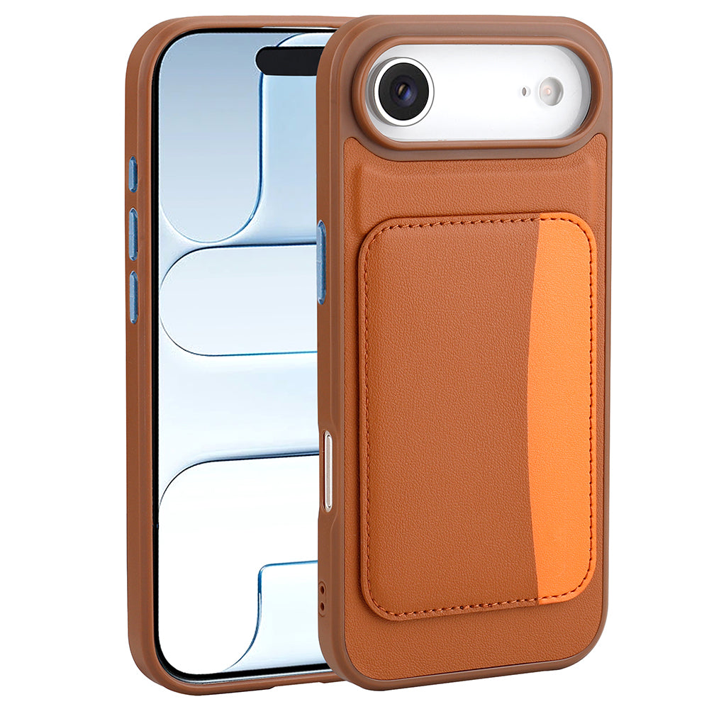 Apple iPhone 17 Air Kılıf Kartlıklı Zore X-Kart Silikon Kapak Kahverengi