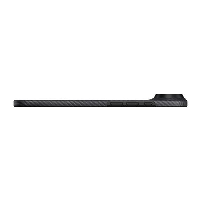 Apple iPhone 17 Air Kılıf M-safe Şarj Özellikli 1500D Aramid Fiber Pitaka Ultra-Slim Classic Serisi Black-Grey Twill Kapak Siyah-Gri