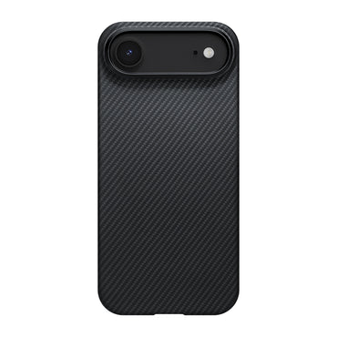 Apple iPhone 17 Air Kılıf M-safe Şarj Özellikli 1500D Aramid Fiber Pitaka Ultra-Slim Classic Serisi Black-Grey Twill Kapak Siyah-Gri