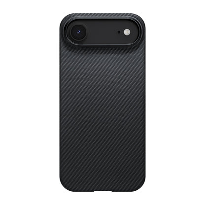 Apple iPhone 17 Air Kılıf M-safe Şarj Özellikli 1500D Aramid Fiber Pitaka Ultra-Slim Classic Serisi Black-Grey Twill Kapak Siyah-Gri