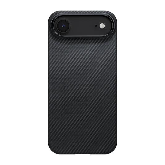 Apple iPhone 17 Air Kılıf M-safe Şarj Özellikli 1500D Aramid Fiber Pitaka Ultra-Slim Classic Serisi Black-Grey Twill Kapak Siyah-Gri