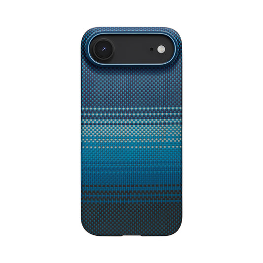 Apple iPhone 17 Air Kılıf M-safe Şarj Özellikli Aramid Fiber Pitaka Tactile Woven Sunset-Moonrise Serisi Sunset Kapak Mavi