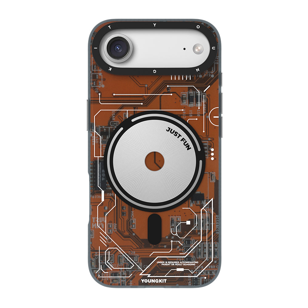 Apple iPhone 17 Air Kılıf M-safe Şarj Özellikli Kamera Denetim Butonlu Youngkit Technology Serisi Kapak Turuncu