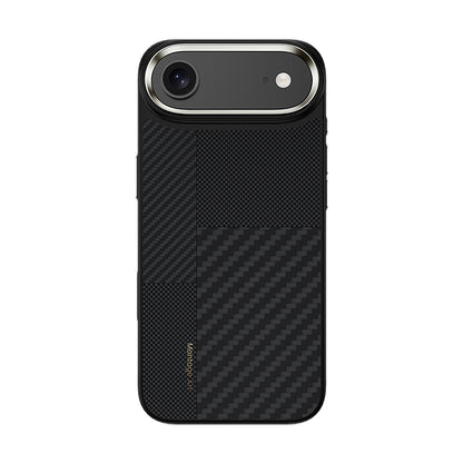 Apple iPhone 17 Air Kılıf M-safe Şarj Özellikli Karbon Fiber Benks Montage Hybrid ArmorPro Kevlar Kapak Siyah