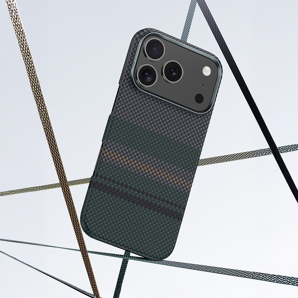 Apple iPhone 17 Air Kılıf M-safe Şarj Özellikli Karbon Fiber Tasarımlı Benks Aurora ArmorAir Kevlar Kapak Siyah