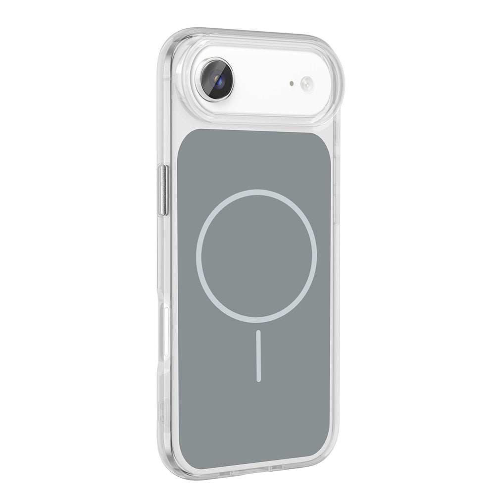 Apple iPhone 17 Air Kılıf M-Safe Şarj Özellikli Metal Buton Tasarımlı Zore İkonik Sert Silikon Kapak Gri