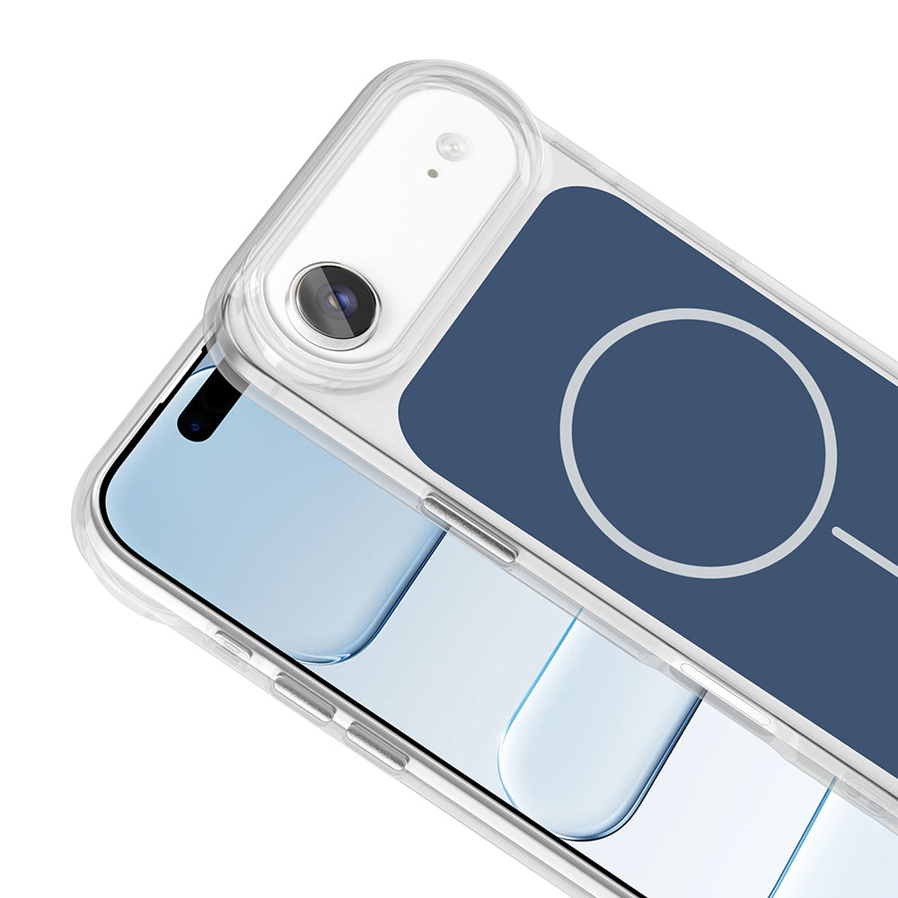 Apple iPhone 17 Air Kılıf M-Safe Şarj Özellikli Metal Buton Tasarımlı Zore İkonik Sert Silikon Kapak Siyah