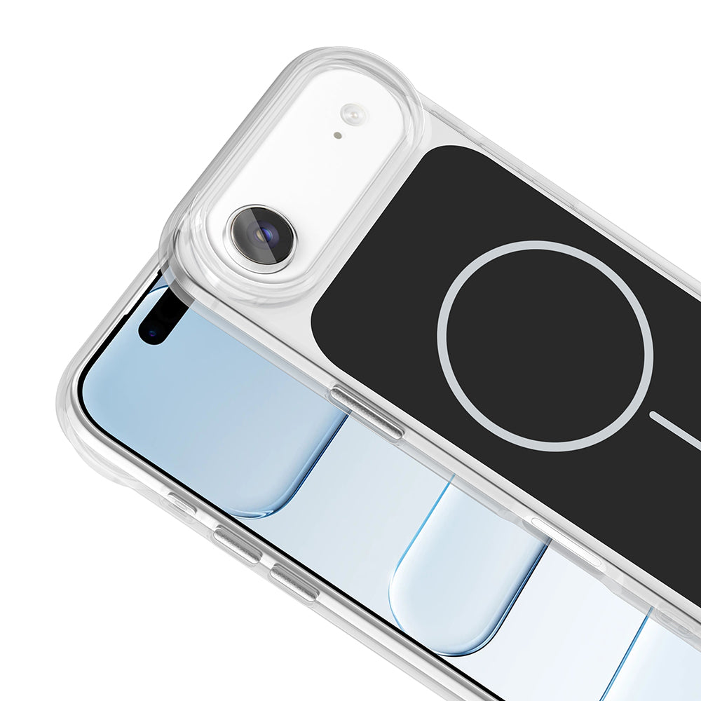 Apple iPhone 17 Air Kılıf M-Safe Şarj Özellikli Metal Buton Tasarımlı Zore İkonik Sert Silikon Kapak Gri