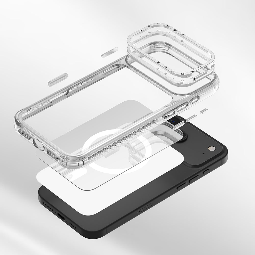 Apple iPhone 17 Air Kılıf M-safe Şarj Özellikli Metal Kamera Çerçeveli Airbag Tasarımlı Lenyes CK221 Sert PC Kapak Turuncu