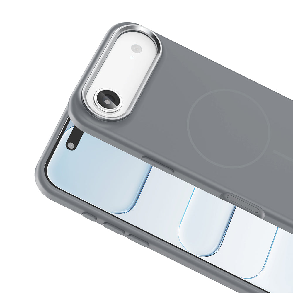 Apple iPhone 17 Air Kılıf M-Safe Şarj Özellikli Metal Kamera Çerçeveli Zore Edi Silikon Kapak Siyah